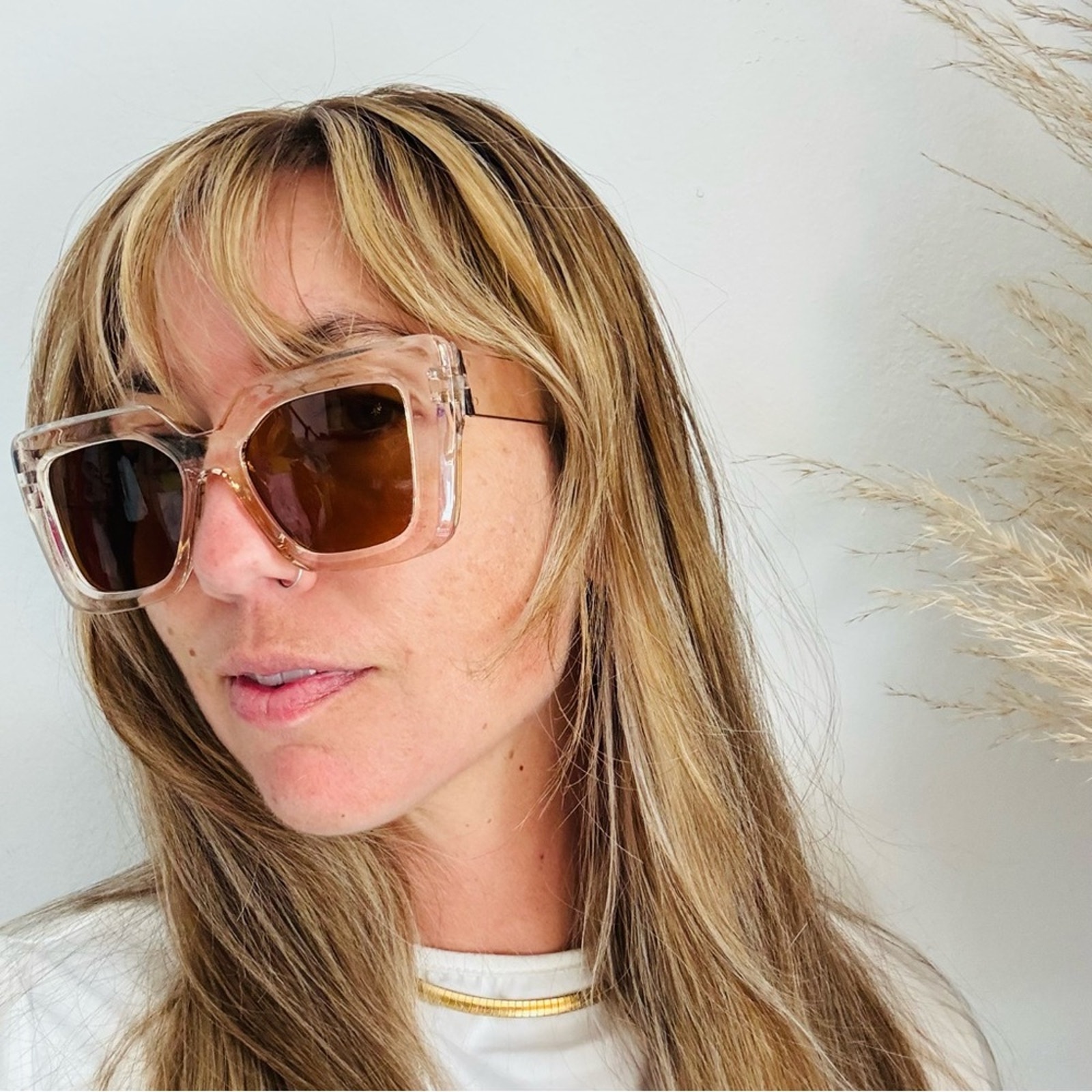 New Nordstrom Clear Brown $78 Chunky Oversized Plastic Sunglasses Sunnies Y2k — image 3 of 8